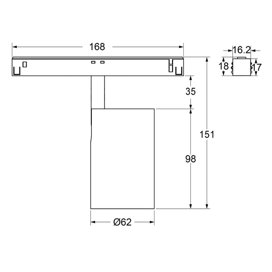 12W Schienenstrahler SpotON D62 weiß für 48V Stromschienen