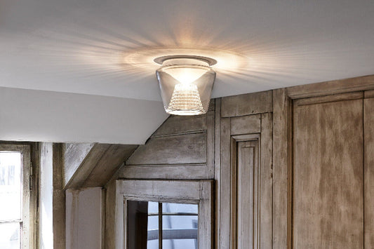 ANNEX Ceiling L Deckenleuchte serien.lighting weißer Sichtschutz opal Reflektor im Einsatz
