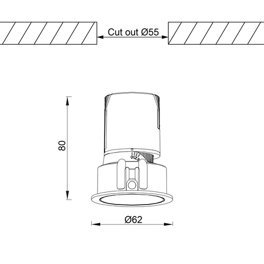 Einbaudownglight RDL-6W schwarz