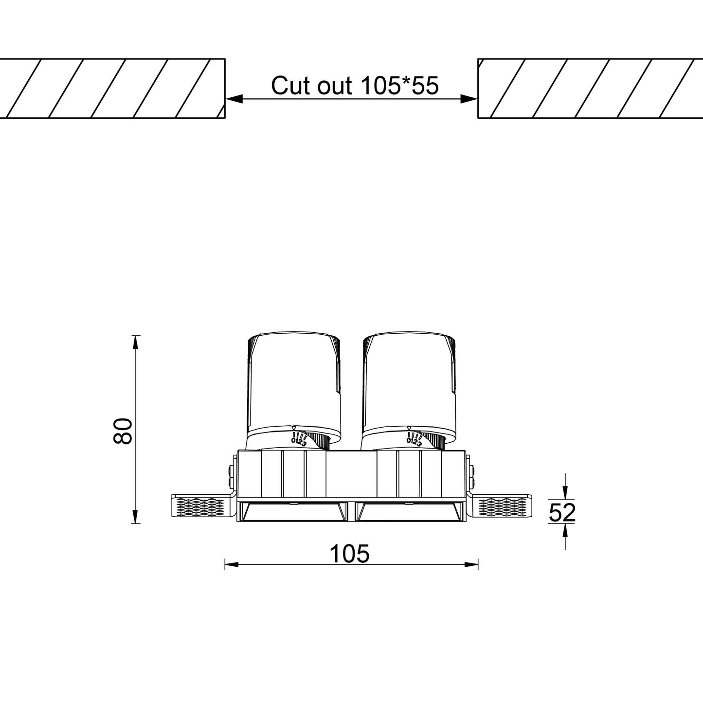 Einbaudownglight Randlos 2x6W in weiß