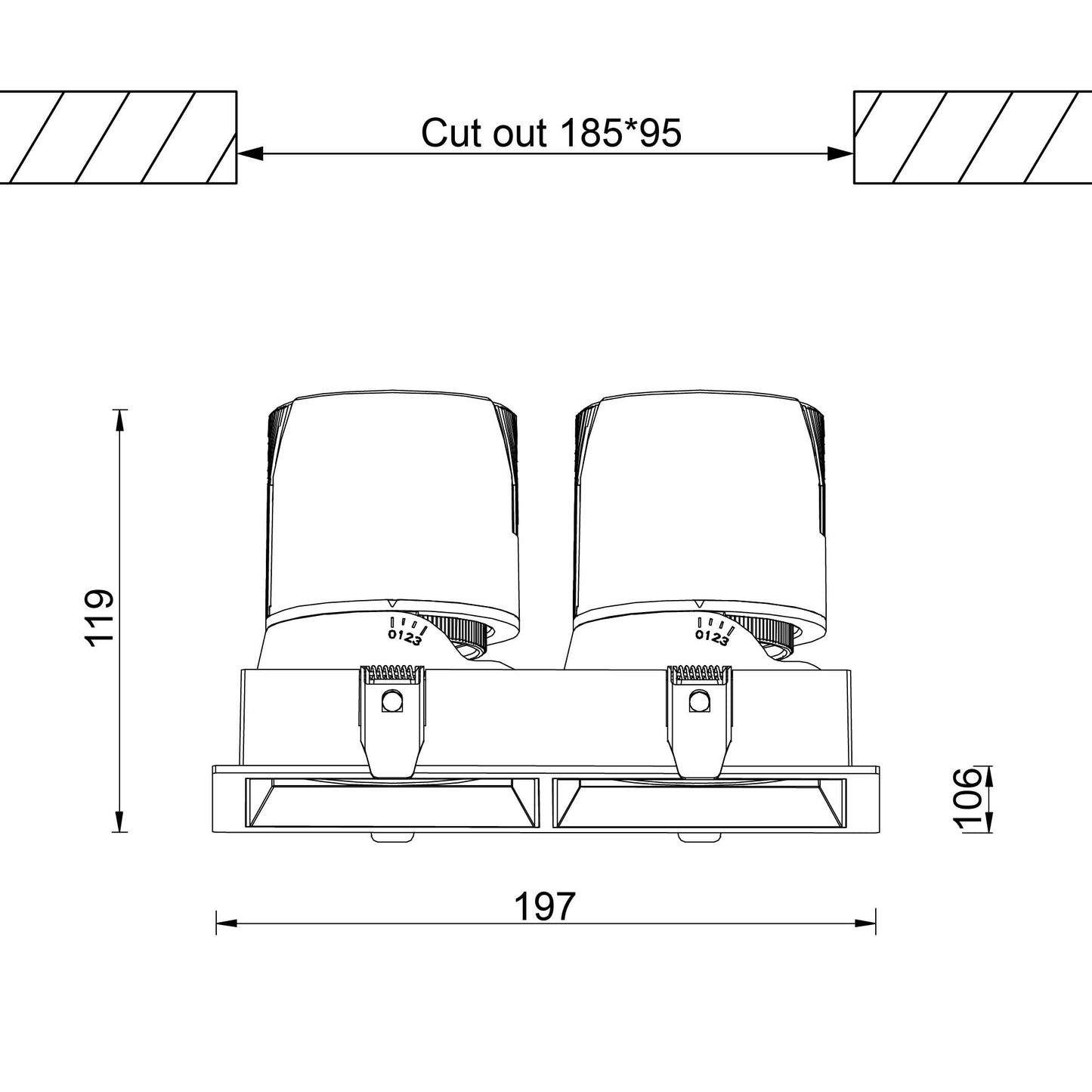 Einbaudownlight 2x20W in weiß