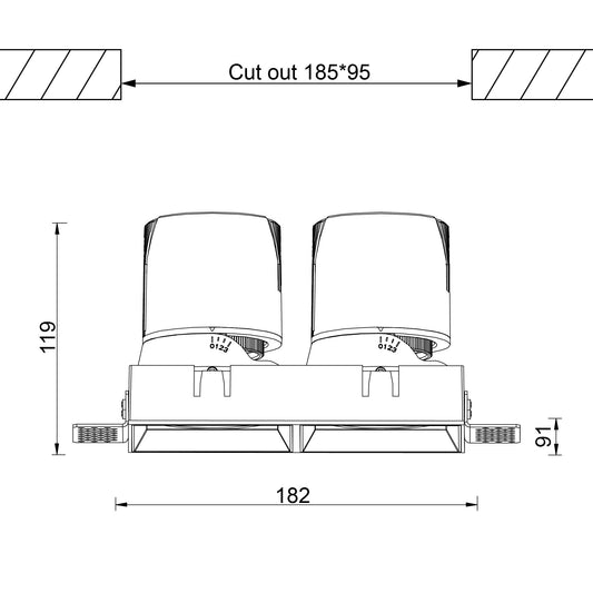 Einbaudownlight randlos 2x20W in weiß