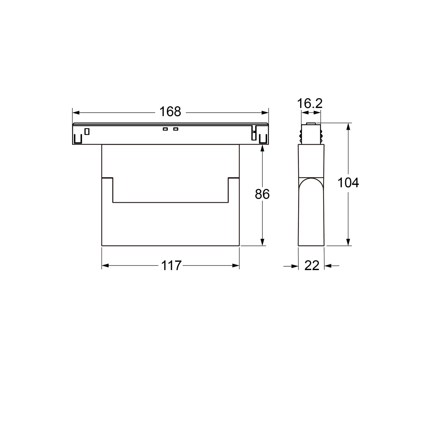 6W Linear LED-Leuchte GapSpot-move in weiß für 48V Stromschienensysteme