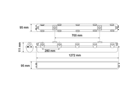 LED-Feuchtraum-Wannenleuchte, IP66, ECO, L 1272 mm Frisch-Licht