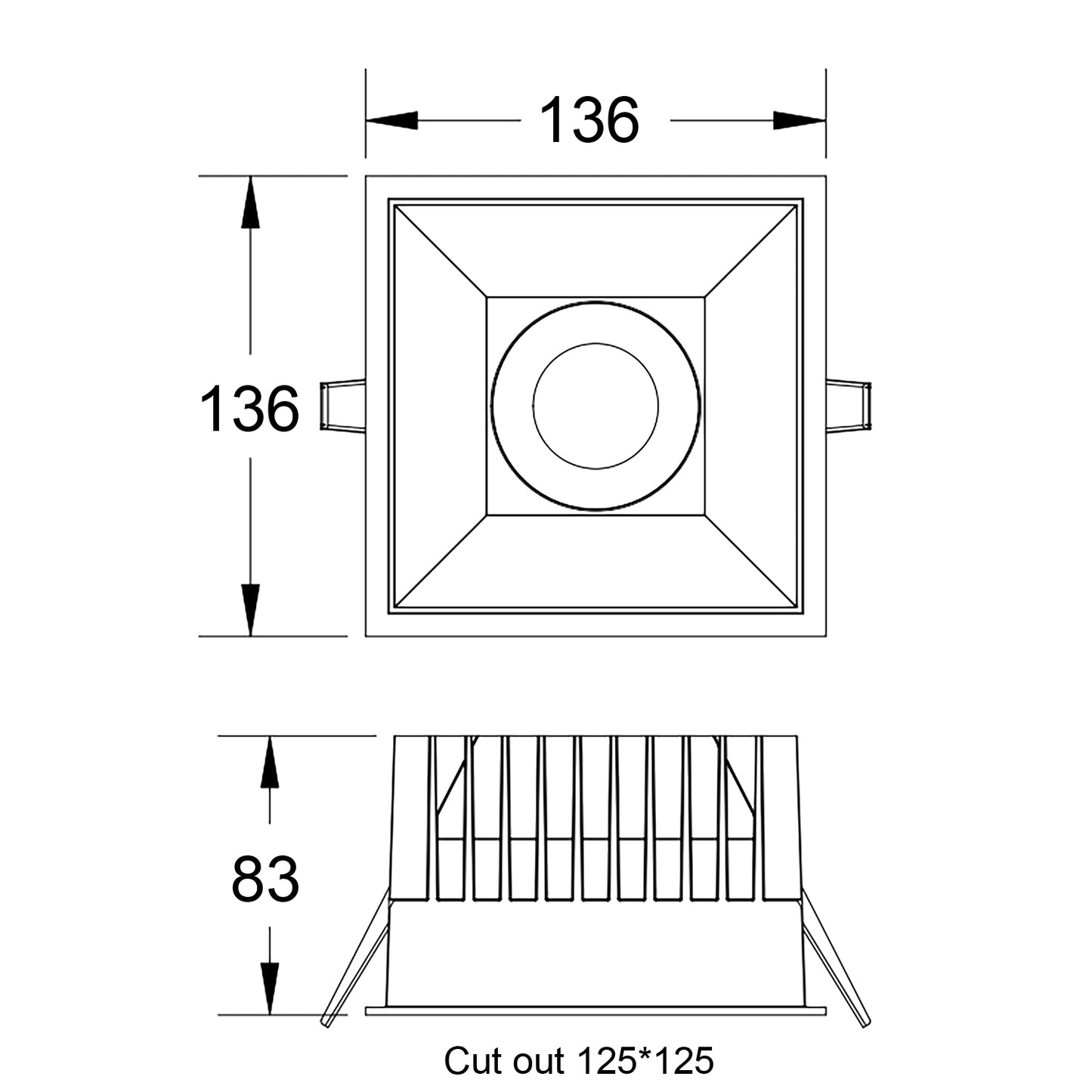 Einbaudownglight QDL05-20W schwarz