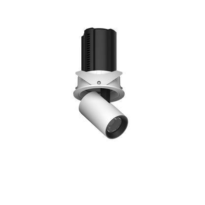 Einbaudownlight 10W mit runder Blende in weiß mit zylinderförmigen Strahlerkopf