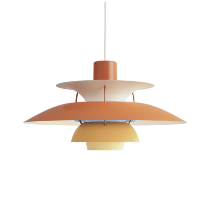 PH 5 Louis Poulsen dreischirmige Pendelleuchte kupferfarben mit drei Lampenschirmen