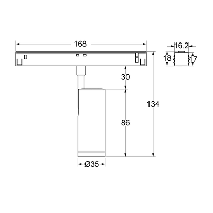 6W Schienenstrahler Zoom D35 weiß für 48V Stromschienen