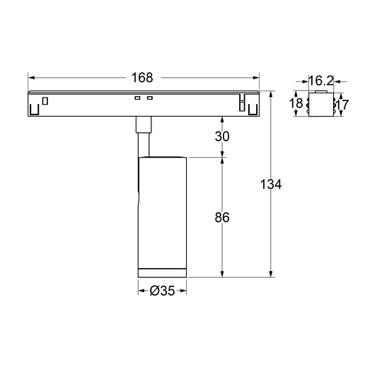 6W Schienenstrahler Zoom D35 weiß für 48V Stromschienen