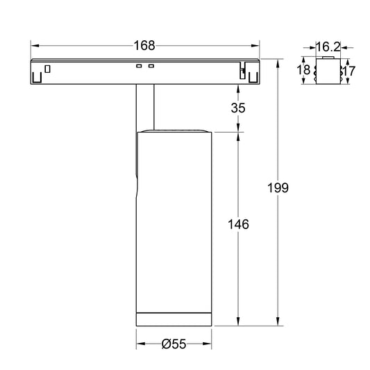 12W Schienenstrahler Zoom D55 schwarz für 48V Stromschienen