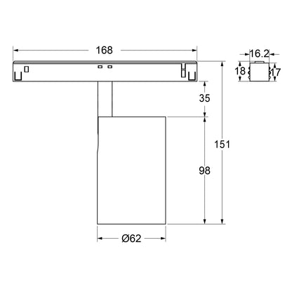 12W Schienenstrahler SpotON D62 schwarz für 48V Stromschienen