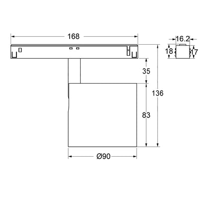 20W Schienenstrahler SpotON D90 schwarz für 48V Stromschienen