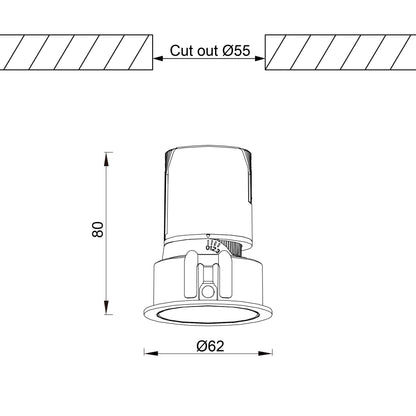 Einbaudownglight RDL-6W weiß