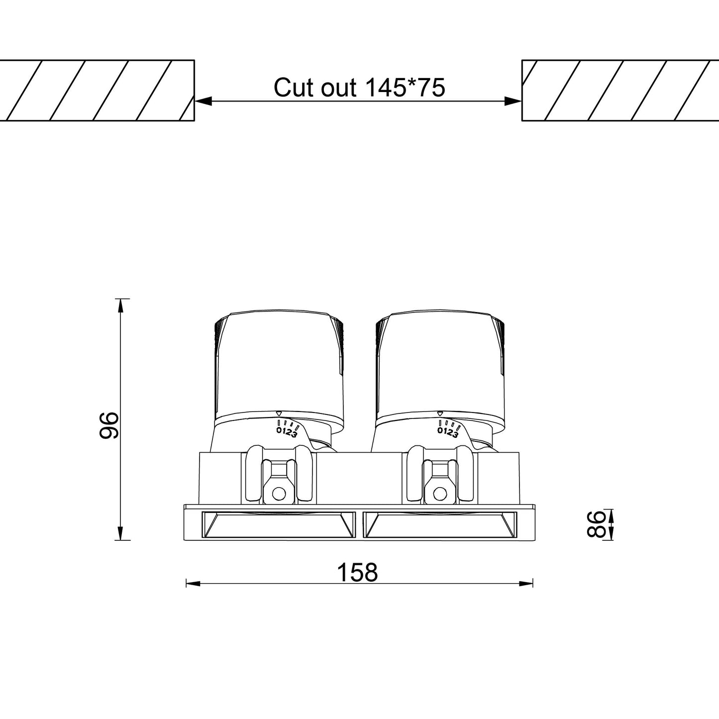 Einbaudownglight 2x10W in weiß