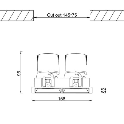 Einbaudownglight 2x10W in weiß