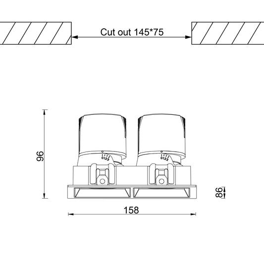 Einbaudownglight 2x10W in weiß