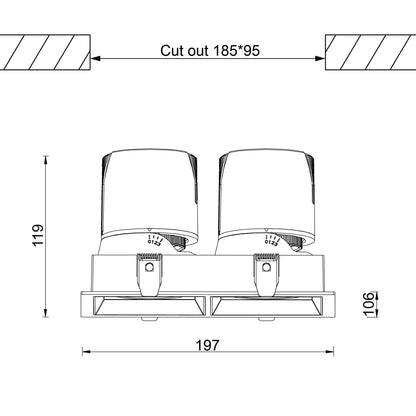 Einbaudownlight 2x20W in weiß