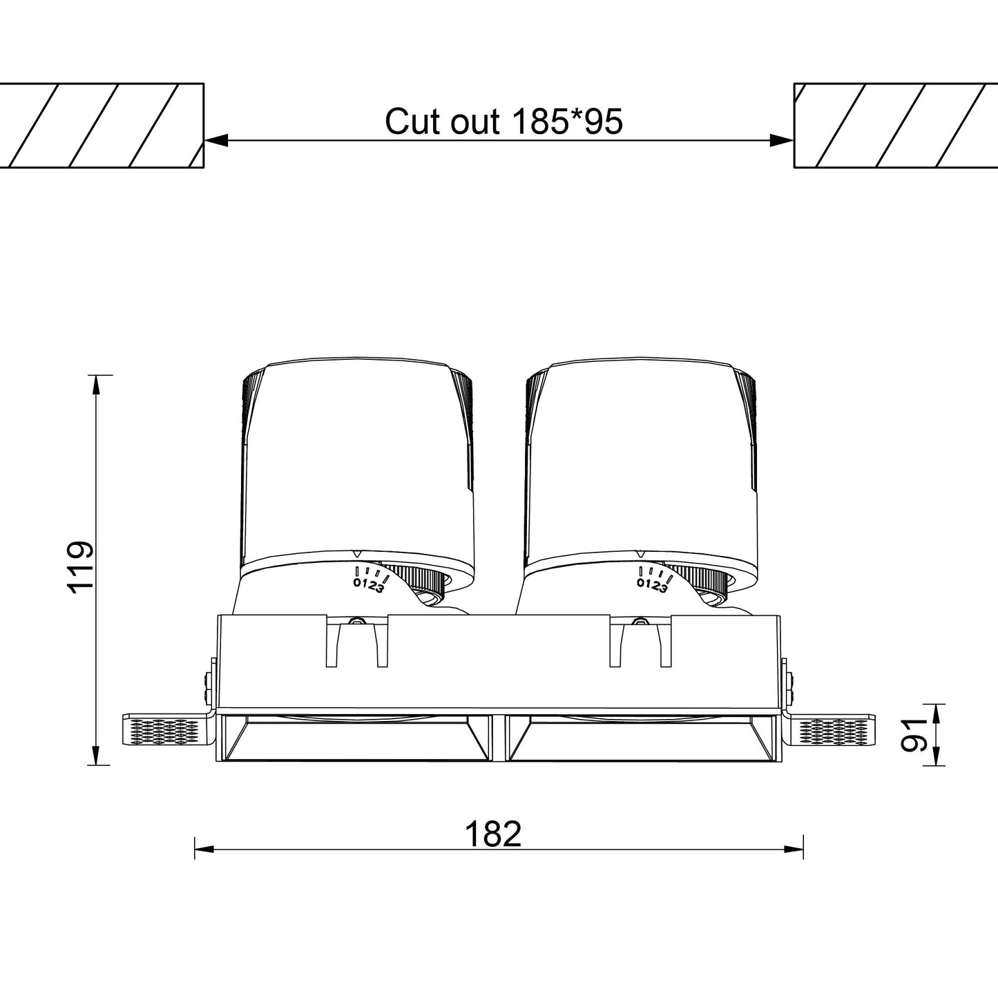 Einbaudownlight randlos 2x20W in weiß