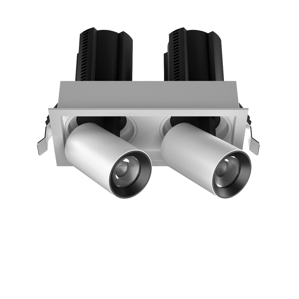 NODO LED Einbauleuchte 2x6W mit LED Strahlern ausgefahren.