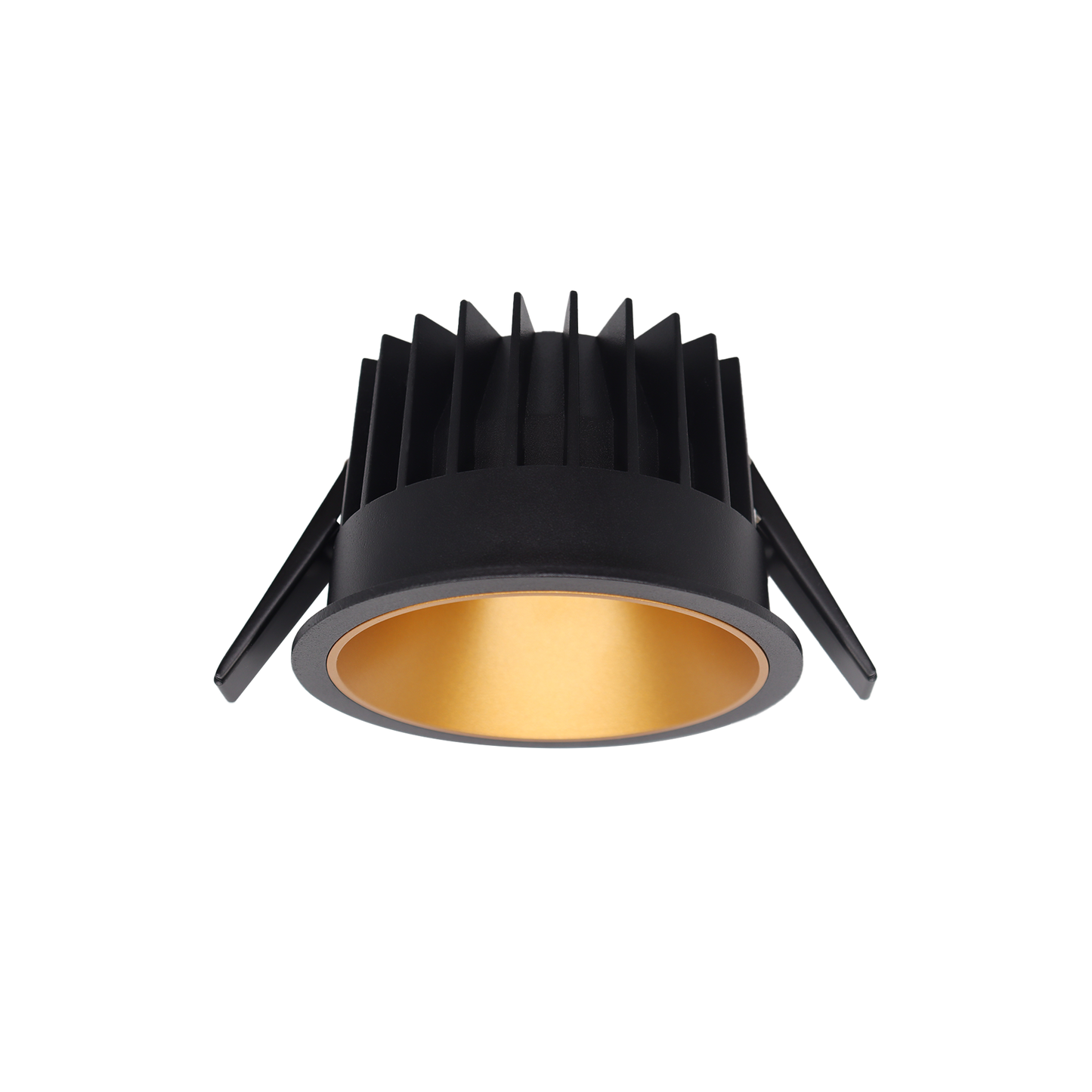 Einbaudownlight FOCO-R mit schwarzem Gehäuse und goldenem Reflektor