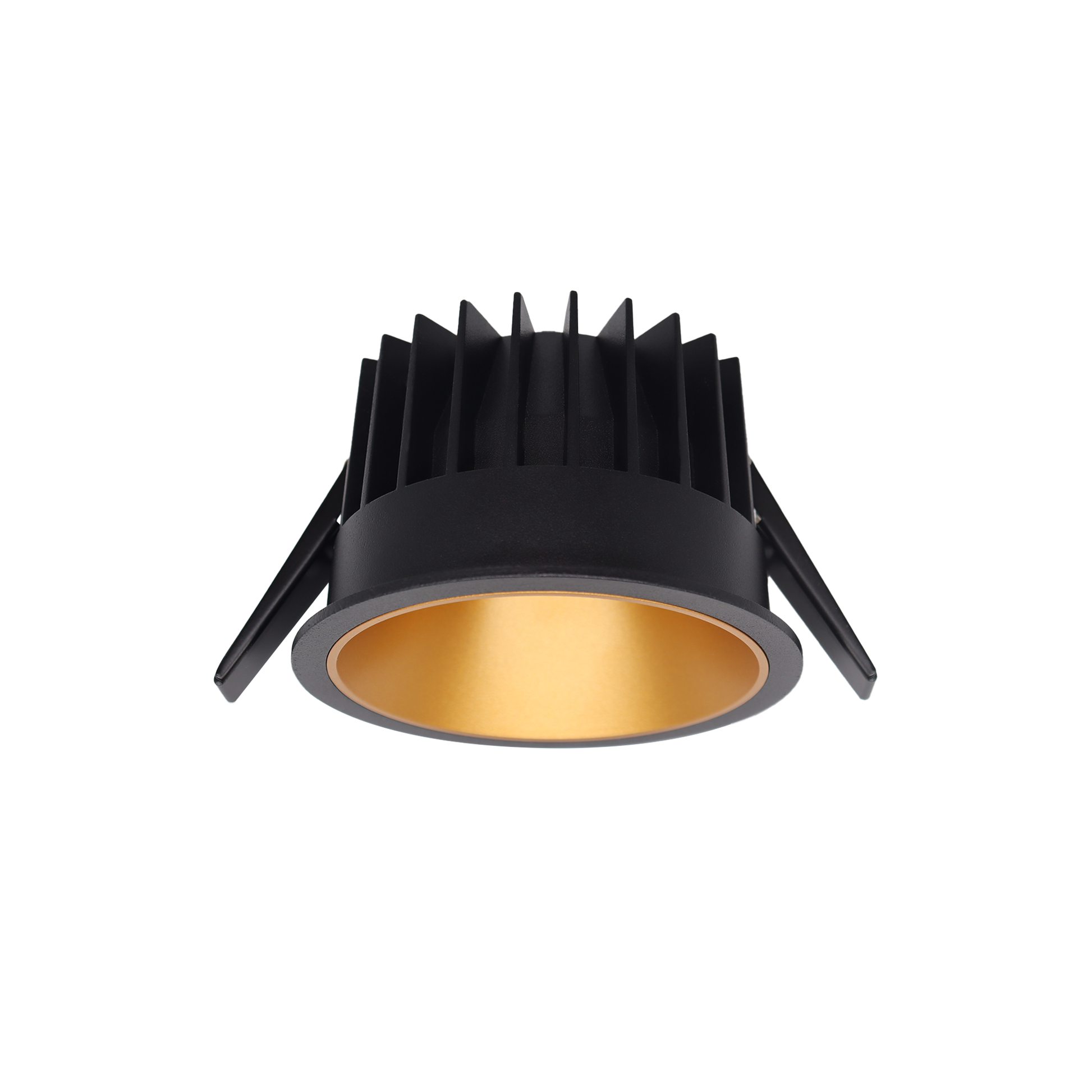 Einbaudownlight FOCO-R mit schwarzem Gehäuse und goldenem Reflektor