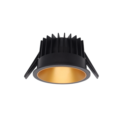 Einbaudownlight FOCO-R mit schwarzem Gehäuse und goldenem Reflektor
