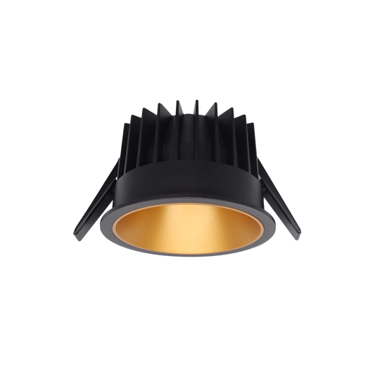 Einbaudownlight FOCO-R mit schwarzem Gehäuse und goldenem Reflektor