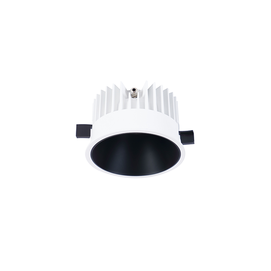 Einbaudownlight FOCO-R mit weißem Gehäuse und schwarzem Reflektor 15W Version