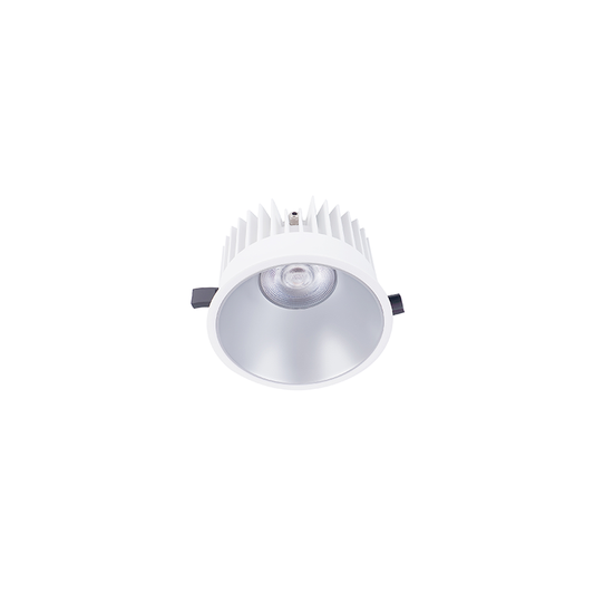 Einbaudownlight FOCO-R mit weißem Gehäuse und silbernem Reflektor 10W