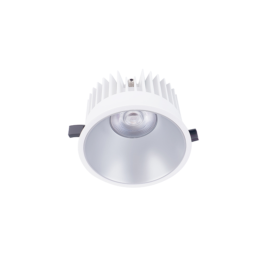 Einbaudownlight FOCO-R mit weißem Gehäuse und silbernem Reflektor 20W