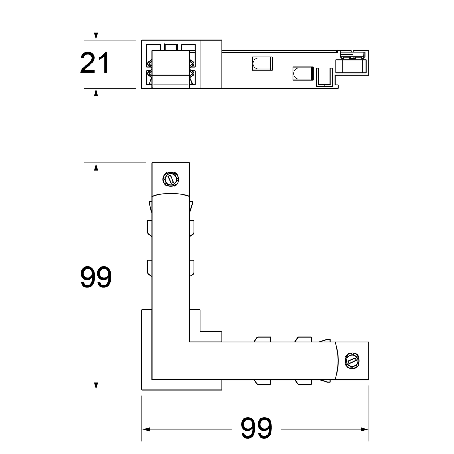 Horizontaler Stromverbinder für für 48V Stromschiene