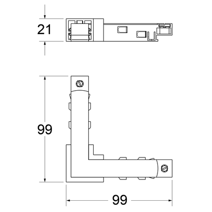 Horizontaler Stromverbinder für für 48V Stromschiene