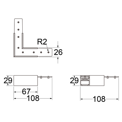 Horizontaler Eckverbinder für die Standard 48V Stromschiene