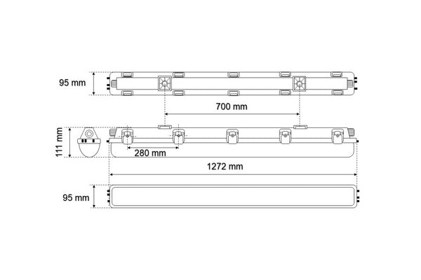 LED-Feuchtraum-Wannenleuchte, IP66, ECO, L 1272 mm Frisch-Licht
