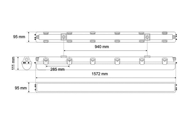 LED-Feuchtraum-Wannenleuchte, IP66, Premium, L 1572 mm Frisch-Licht