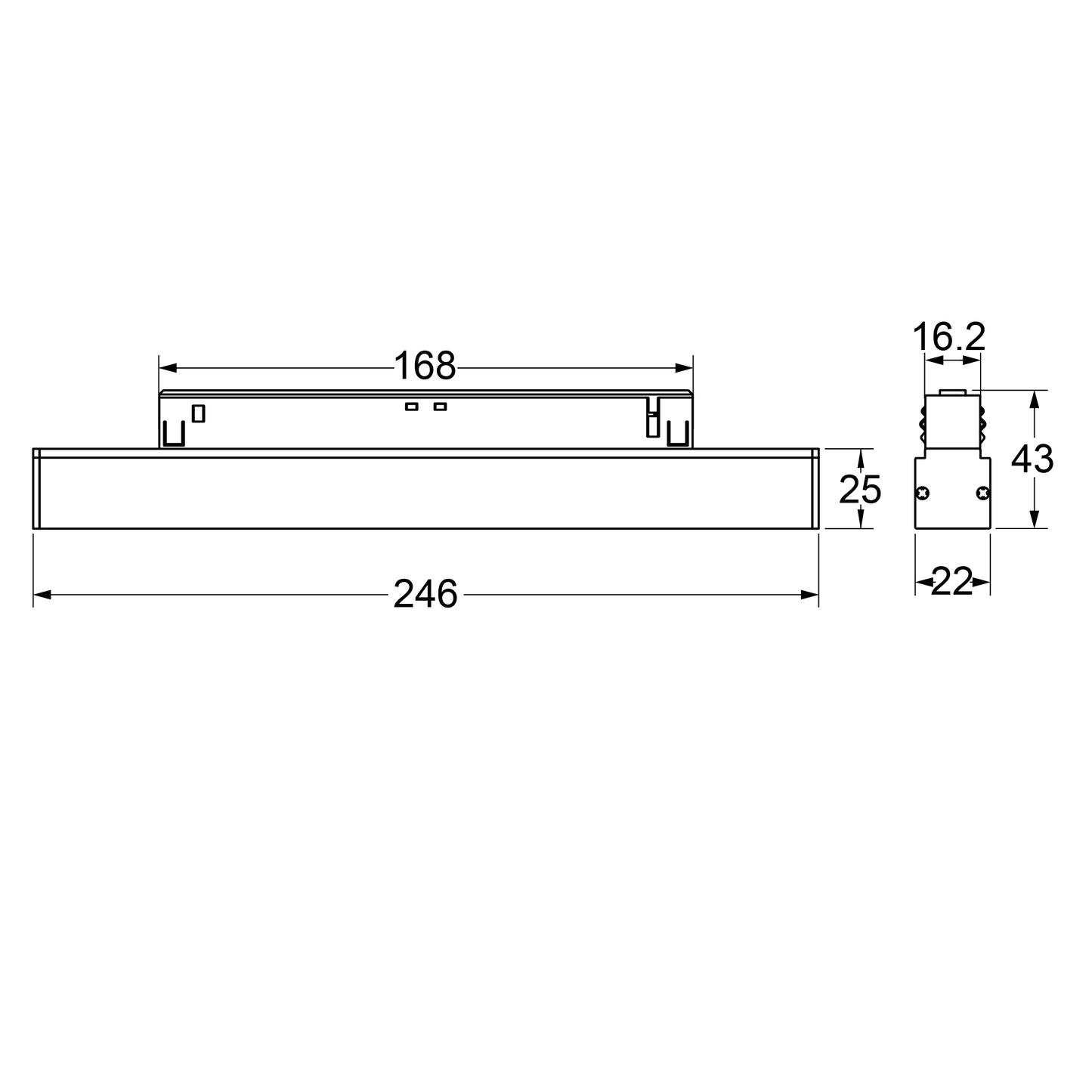 10W Linear LED-Leuchte Gap in weiß für 48V Stromschienensysteme