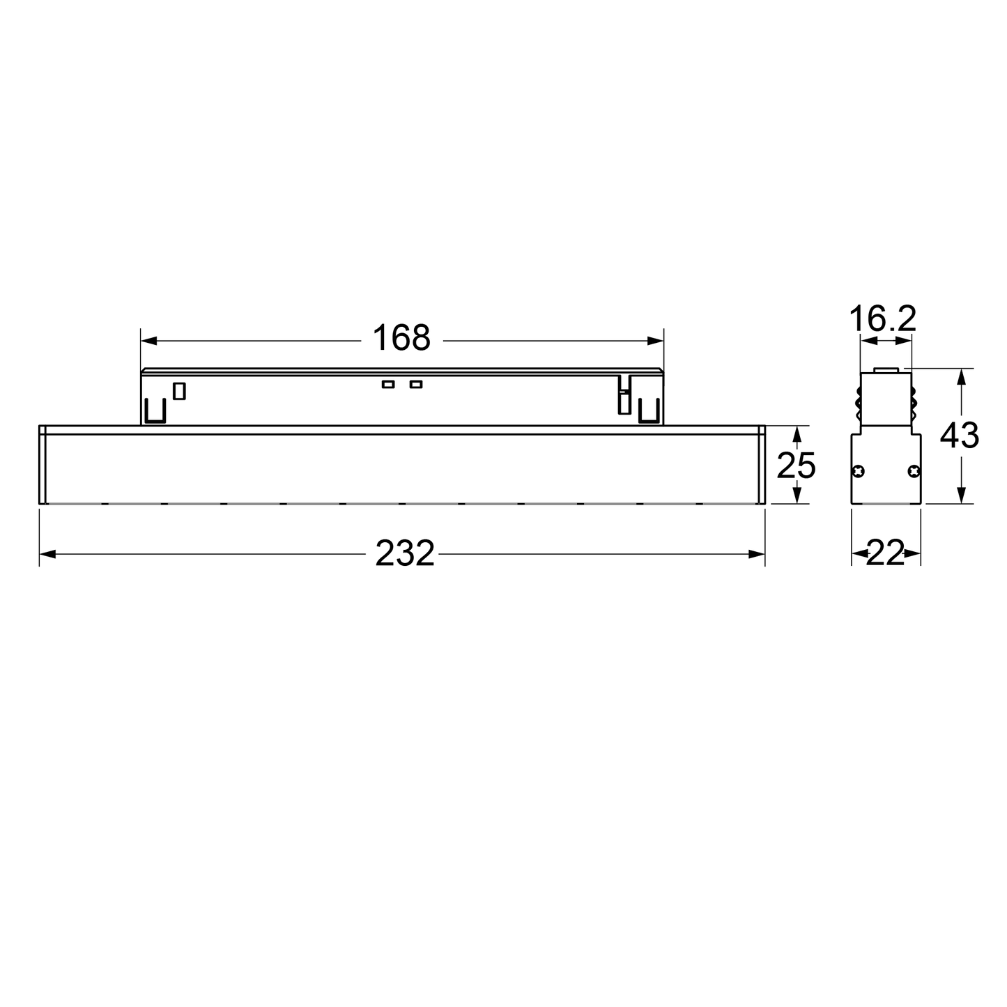 10W Linear LED-Leuchte GapSpot in schwarz für 48V Stromschienensysteme