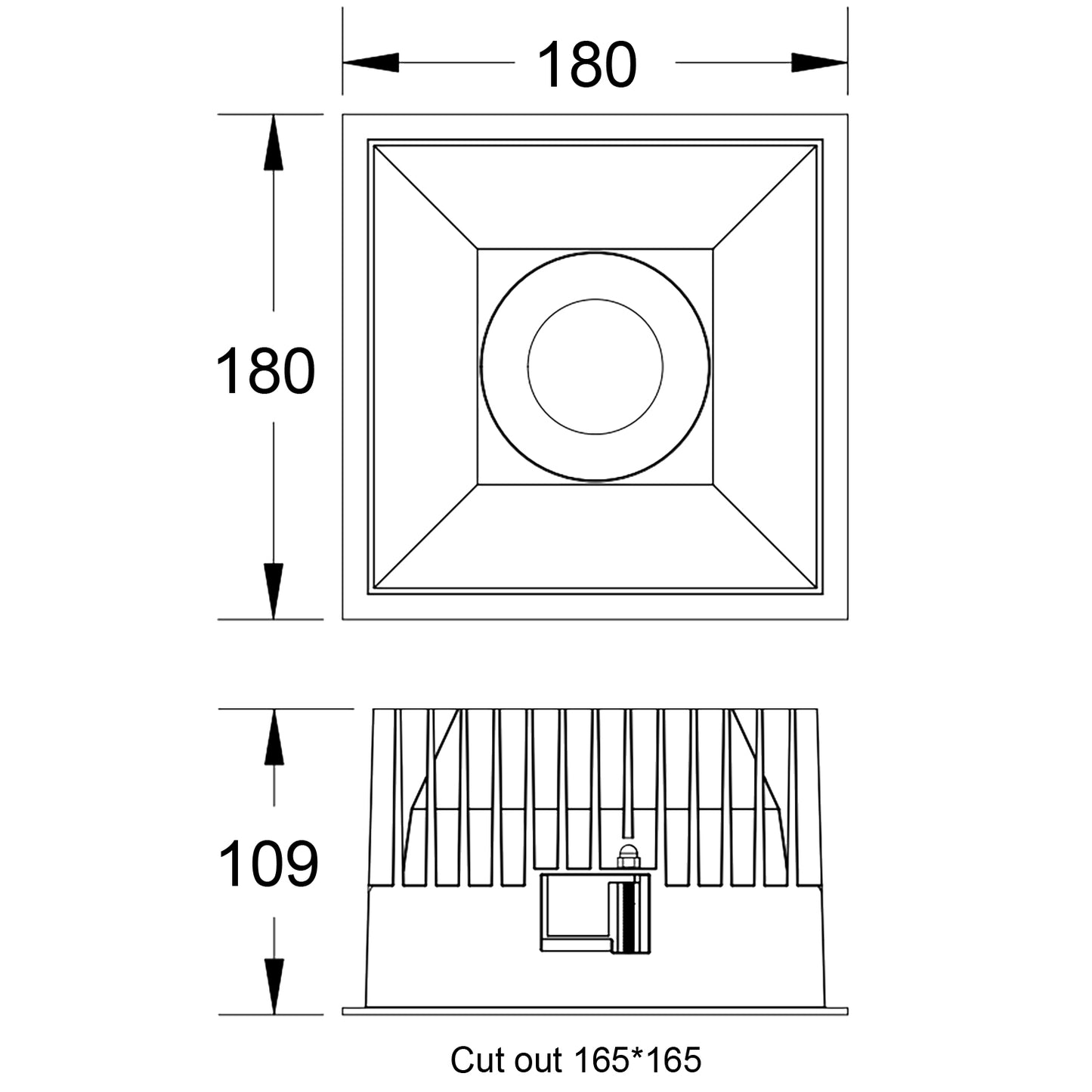 Einbaudownglight QDL05-40W schwarz