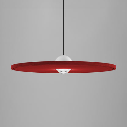 Akustik Pendelleuchte Cleo Silent 450 schwarz mit Farbe Vintage Red