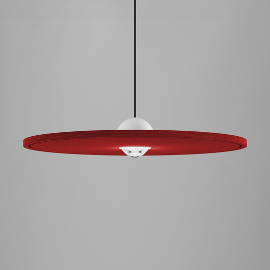 Akustik Pendelleuchte Cleo Silent 450 schwarz mit Farbe Vintage Red