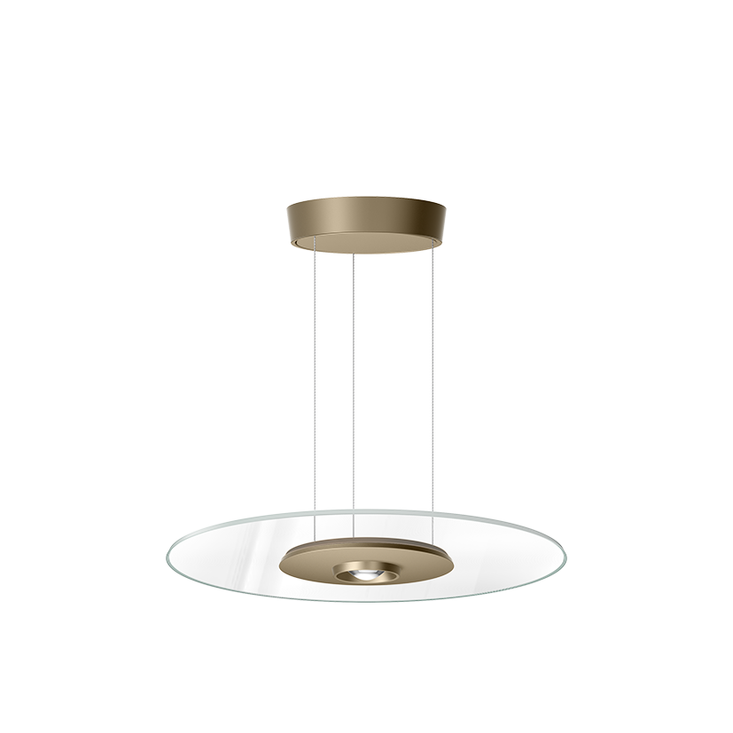 Dizco Pendelleuchte von RIBGA mit Baldachin und Blende in Sand Gold