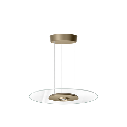 Dizco Pendelleuchte von RIBGA mit Baldachin und Blende in Sand Gold