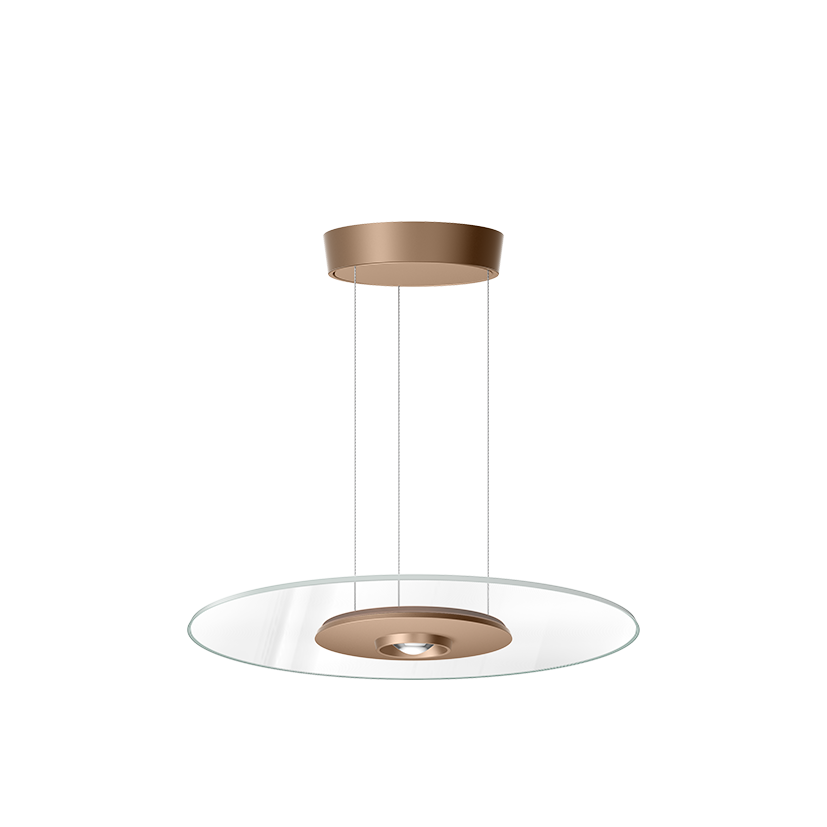 Dizco Pendelleuchte von RIBGA mit Baldachin und Blende in Rose Gold