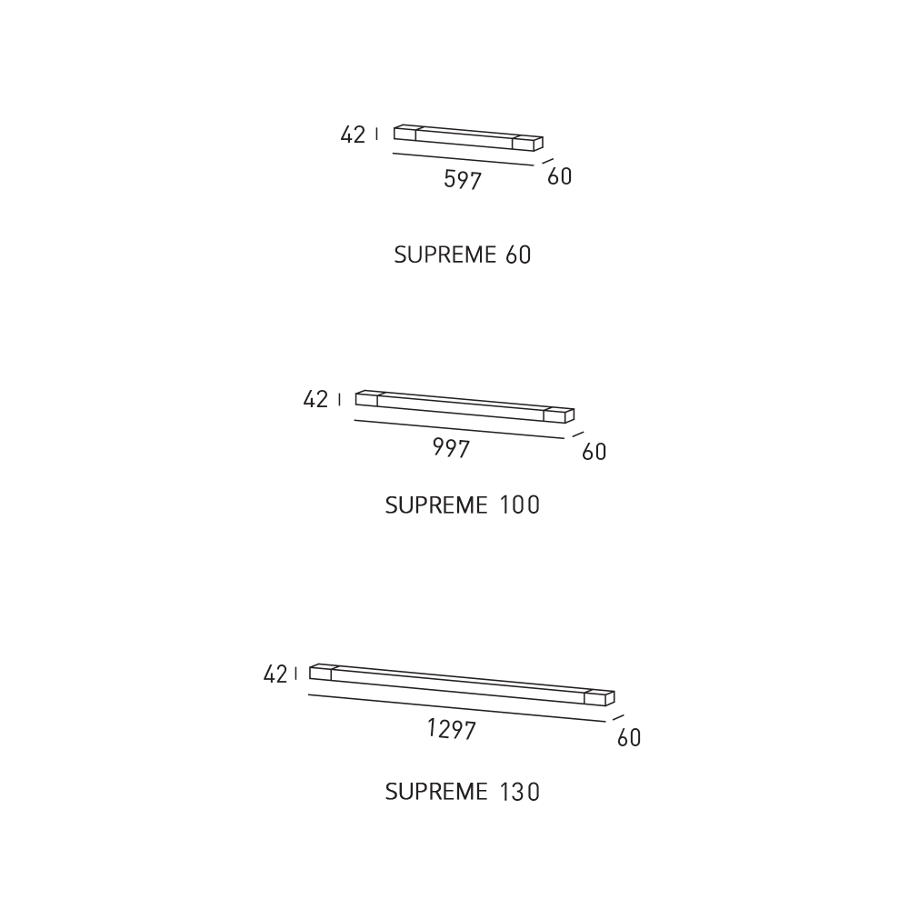 Skizze Suprem Wandleuchte 60cm